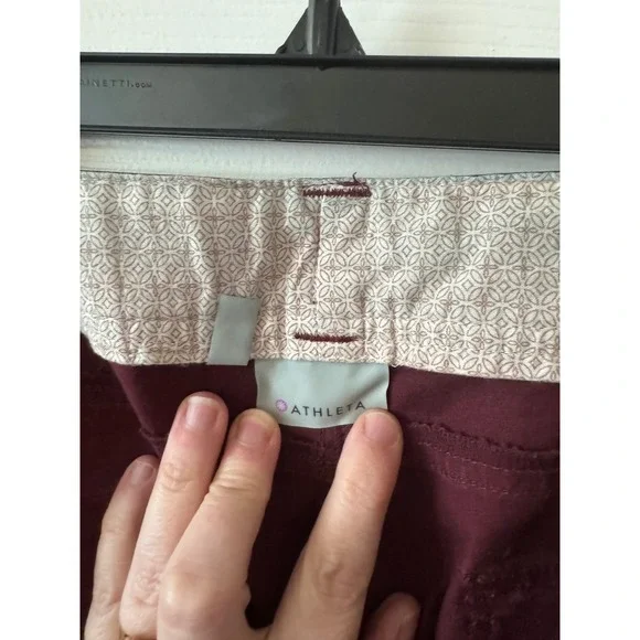 Athleta‎ Burgundy Cargo Utility Pants Women's Size 10 Tall Zippers Ankle Detail - Picture 7 of 12